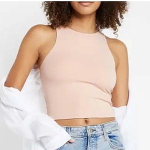 Express body contour matte high neck crop tank top